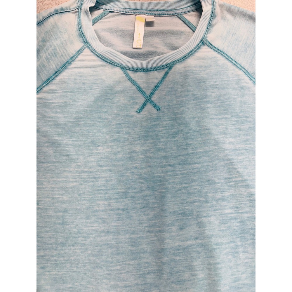 Green Tea Aqua Blue Lightweight Sweatshirt Womens L Lounge Athleisure Pullover - Picture 4 of 9